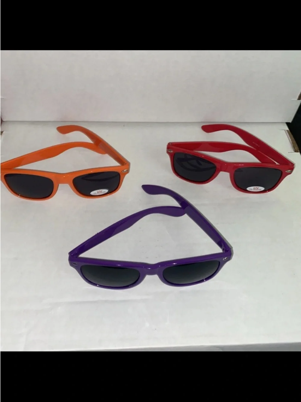 3pc. Lot Vintage Promo 90’s Unisex Sunglasses classic square Orange/Red/Purple